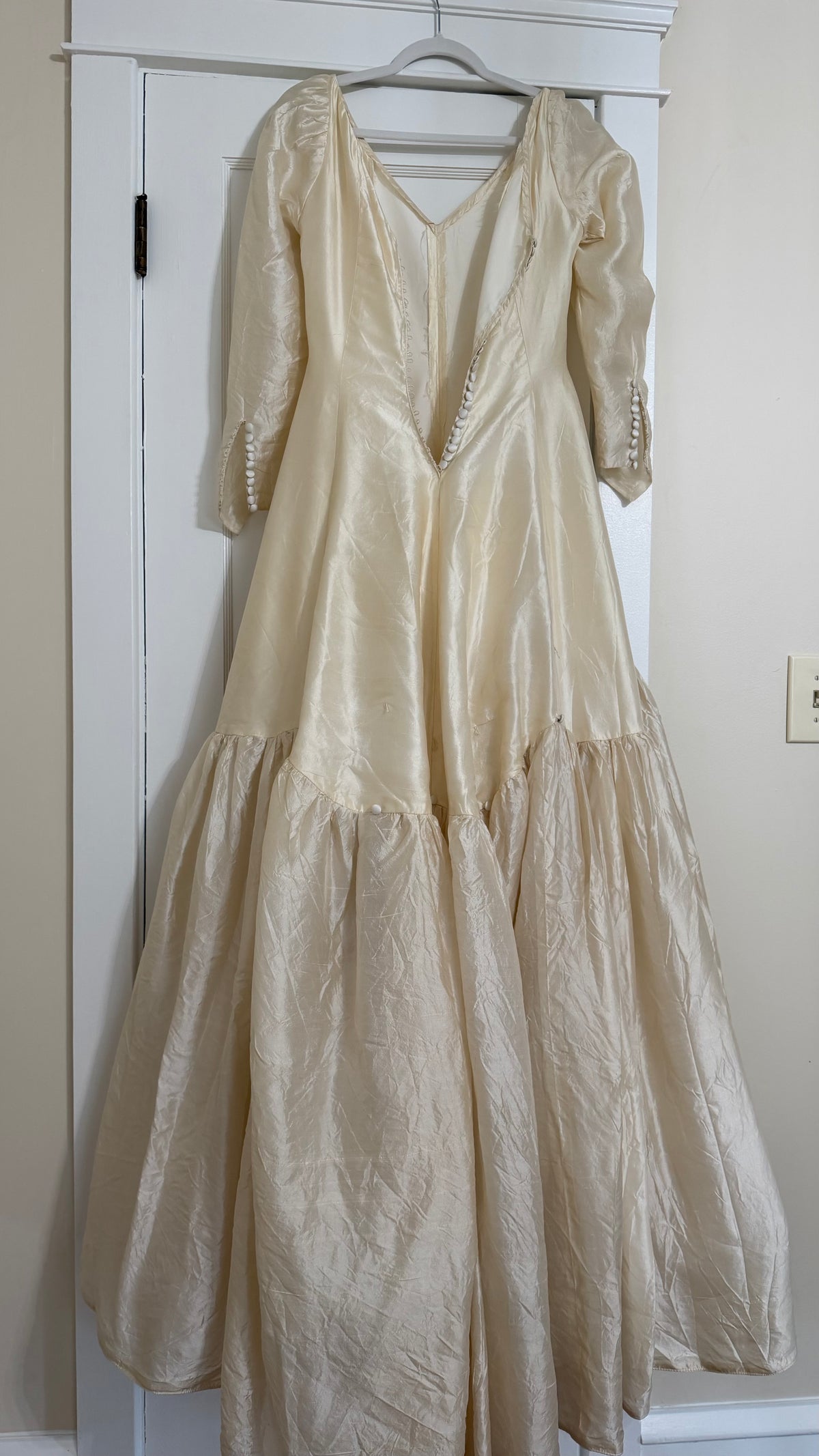 Rare All Silk 1956 Wedding Gown with Matching Custom Collar