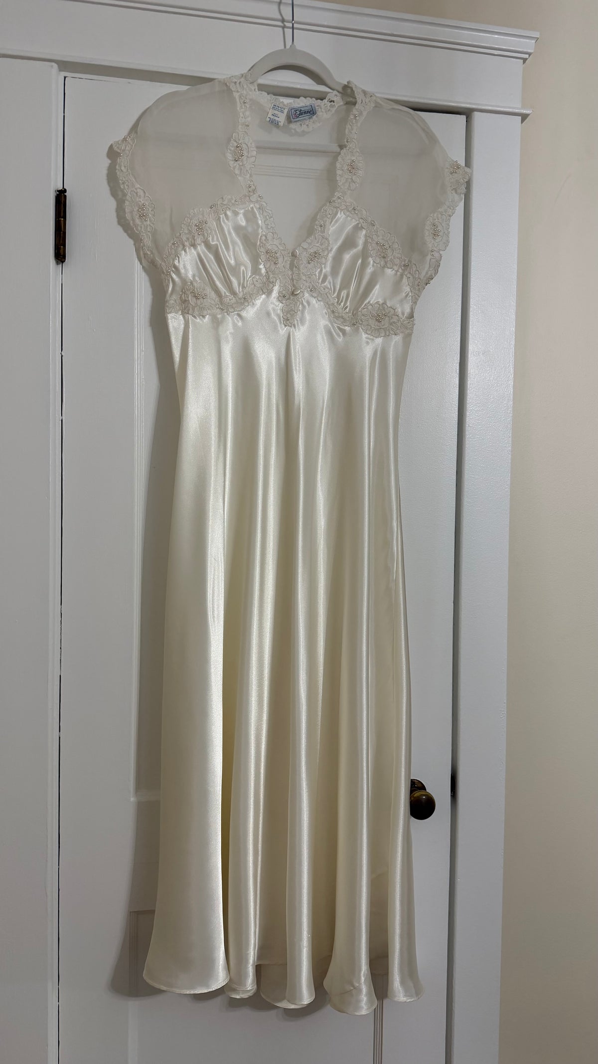 Ivory Satin & Sheer Back Slip