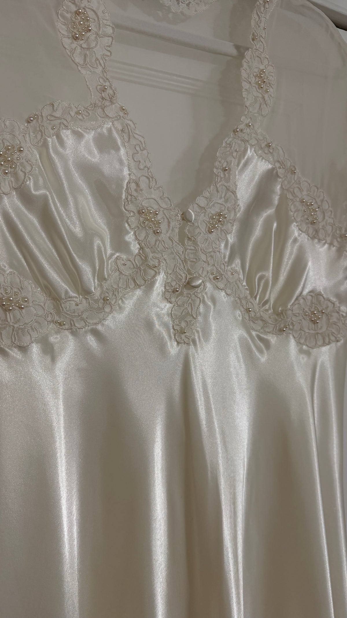 Ivory Satin & Sheer Back Slip