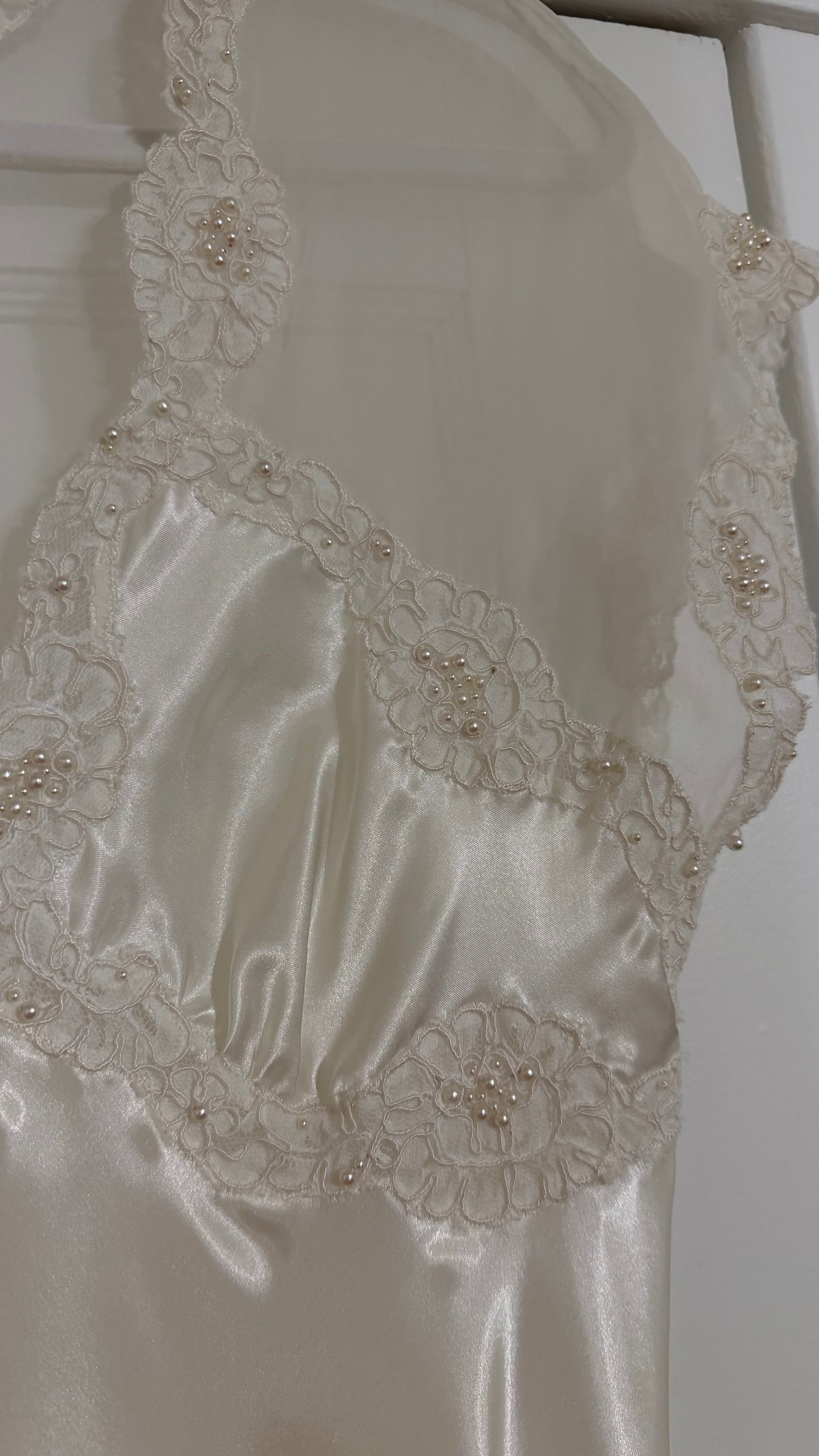 Ivory Satin & Sheer Back Slip