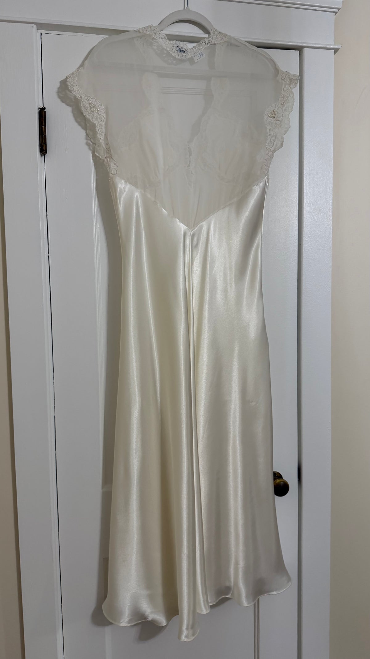 Ivory Satin & Sheer Back Slip