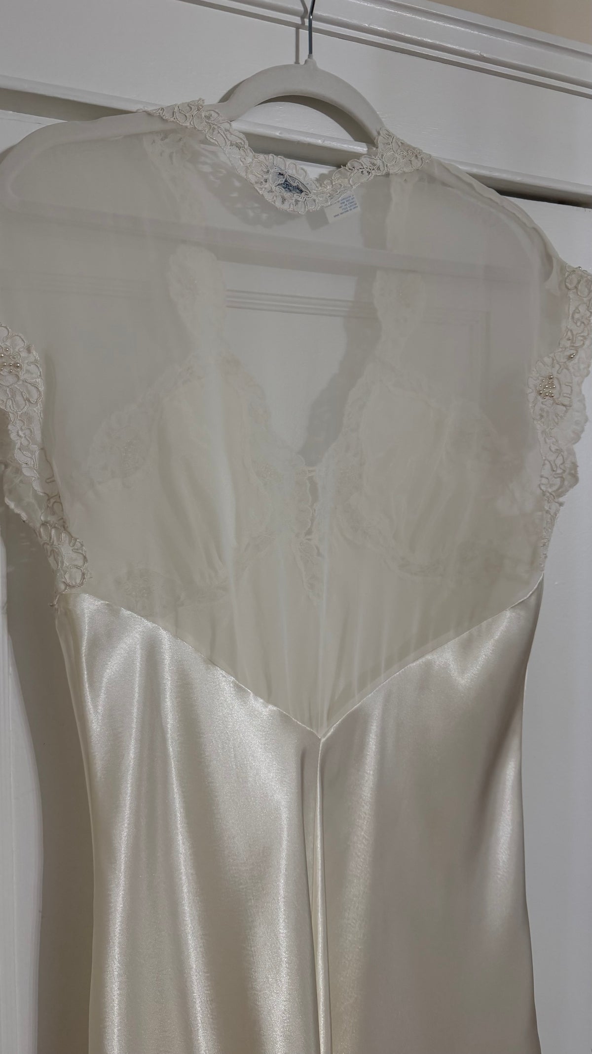 Ivory Satin & Sheer Back Slip
