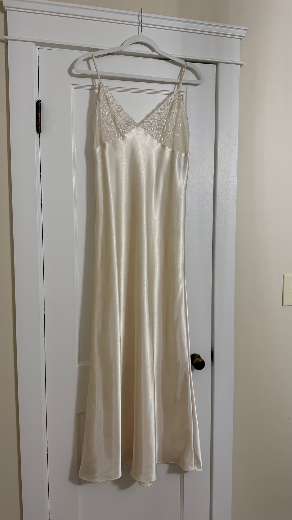 Lace Detail Ivory Slip Dress