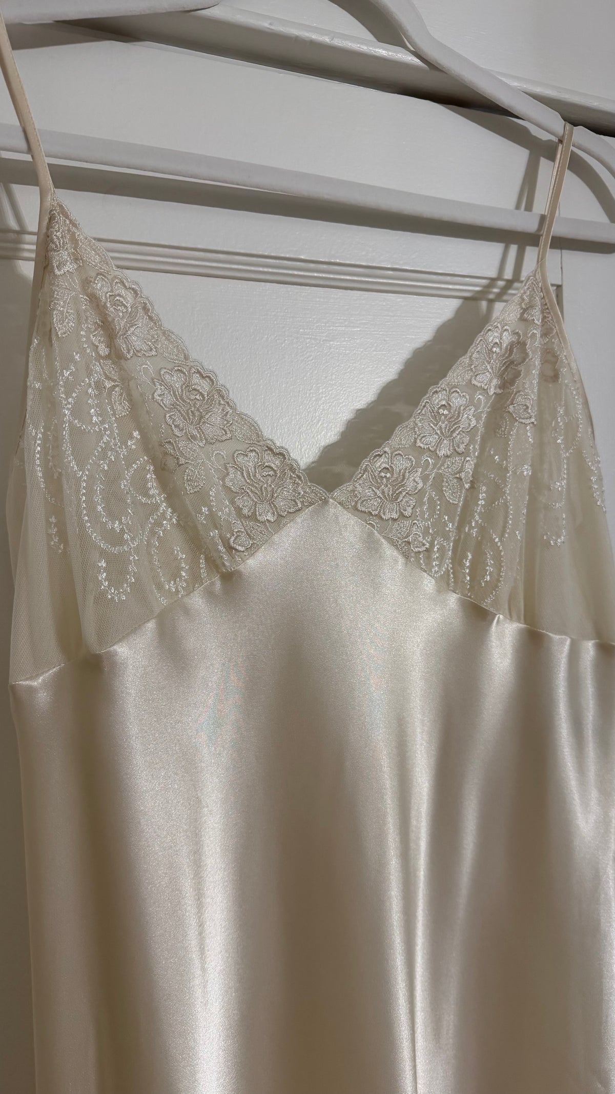 Lace Detail Ivory Slip Dress