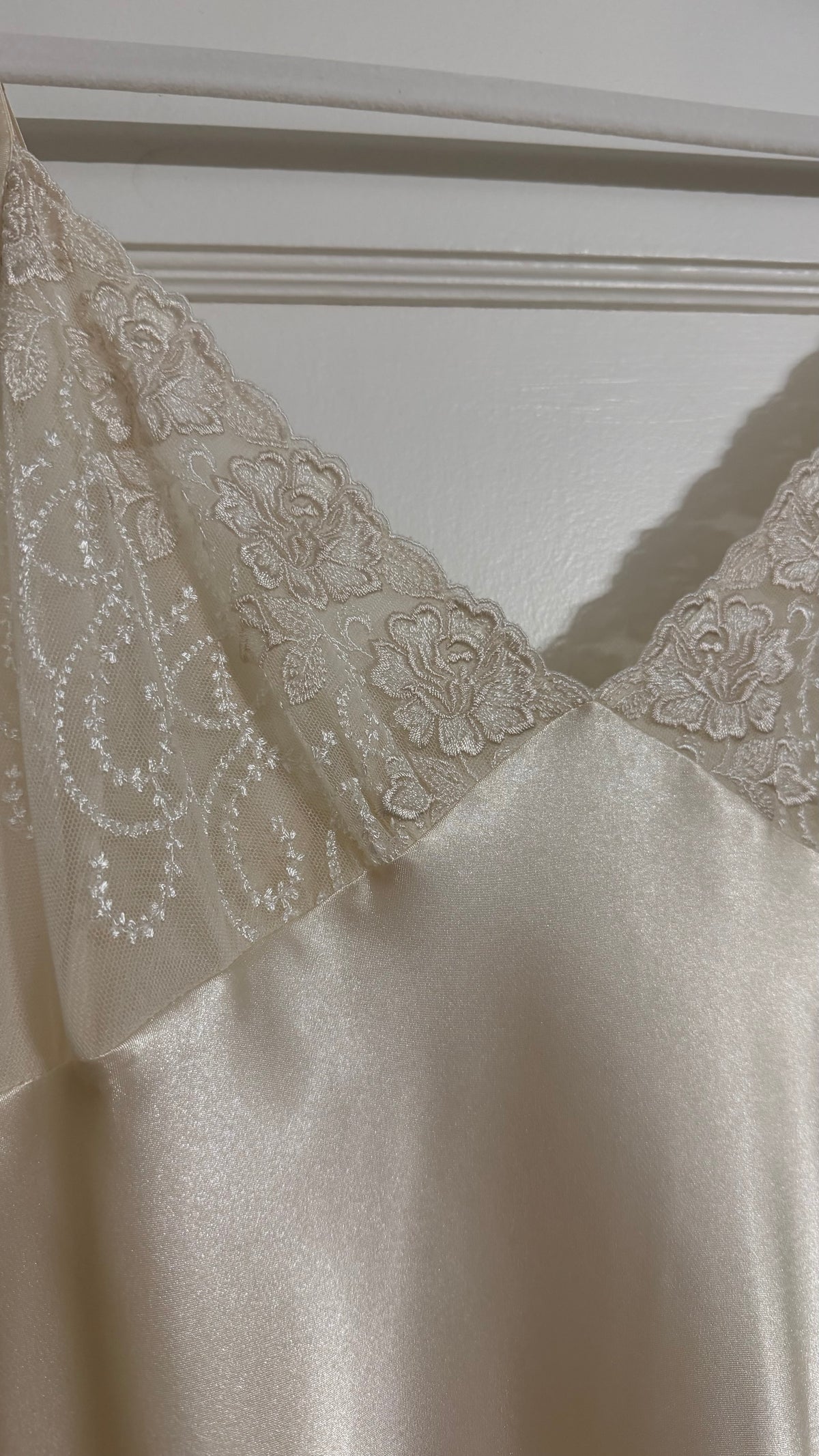 Lace Detail Ivory Slip Dress