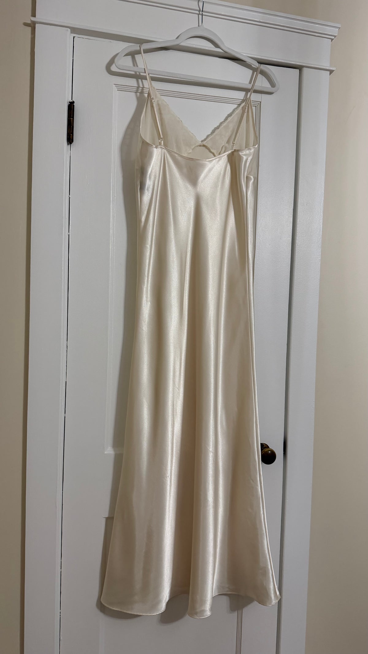 Lace Detail Ivory Slip Dress