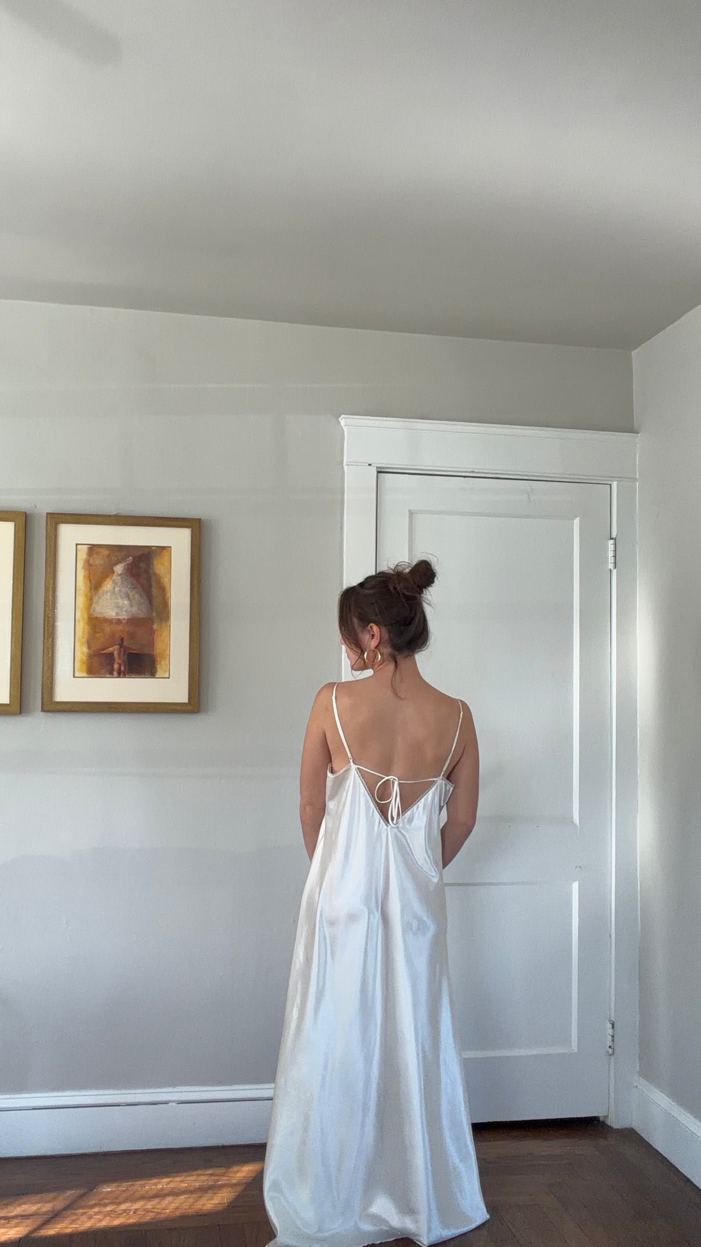 Lace Detail Ivory Slip Dress