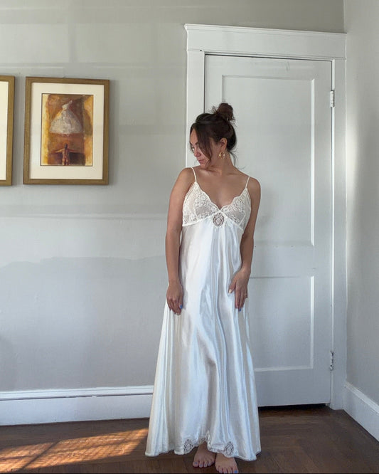 Lace Detail Ivory Slip Dress