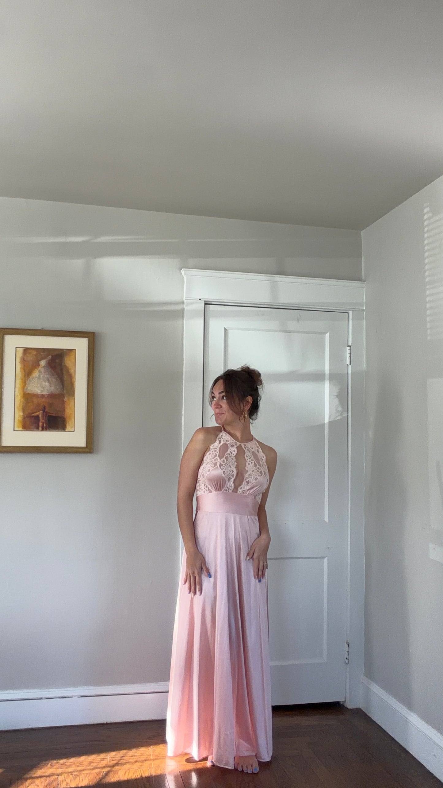 Rare Pink Lily of France Lace Cutout Slip