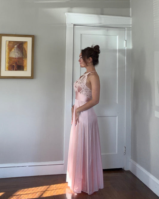 Rare Pink Lily of France Lace Cutout Slip