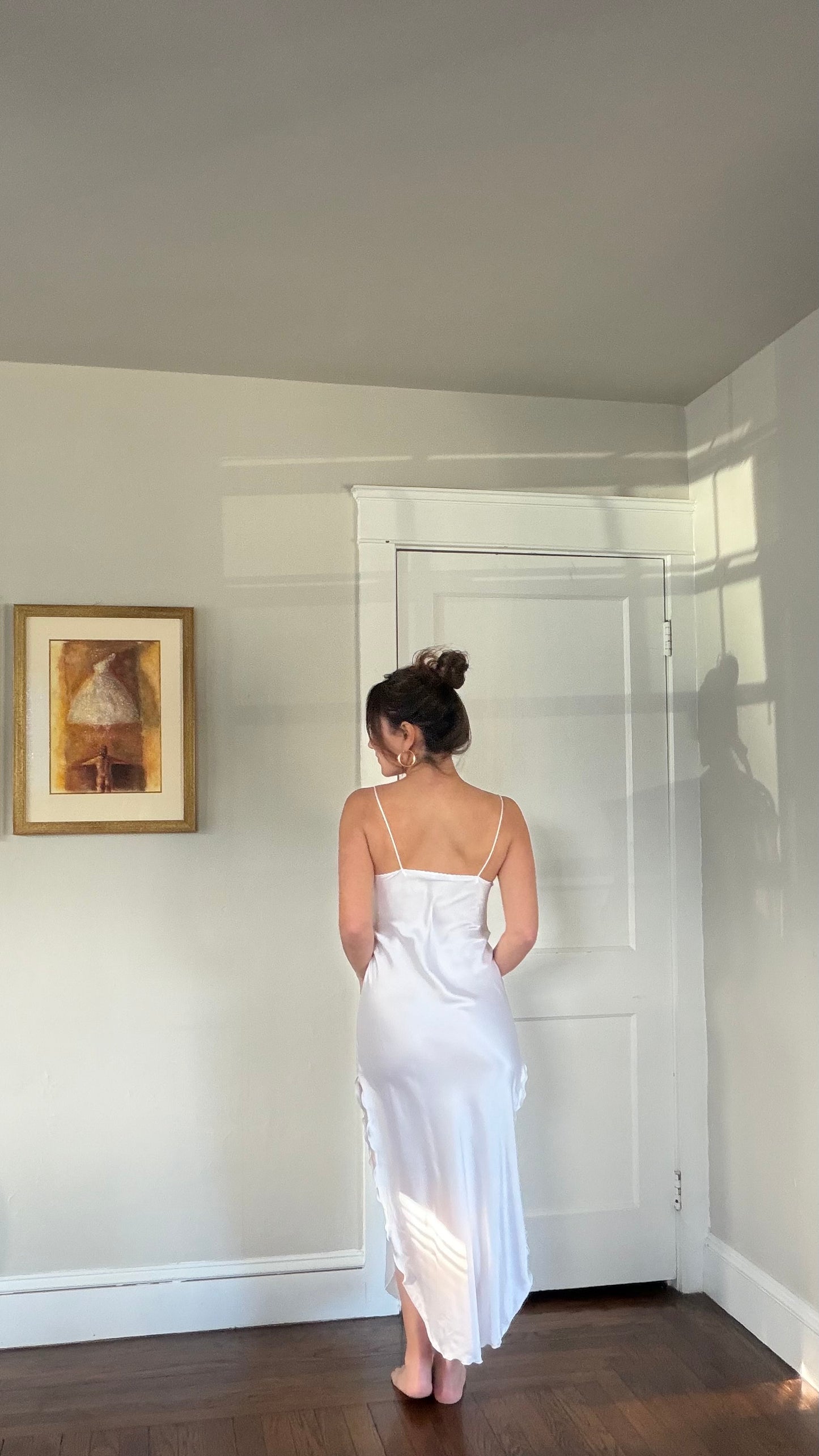 White Slip Dress with Rosette