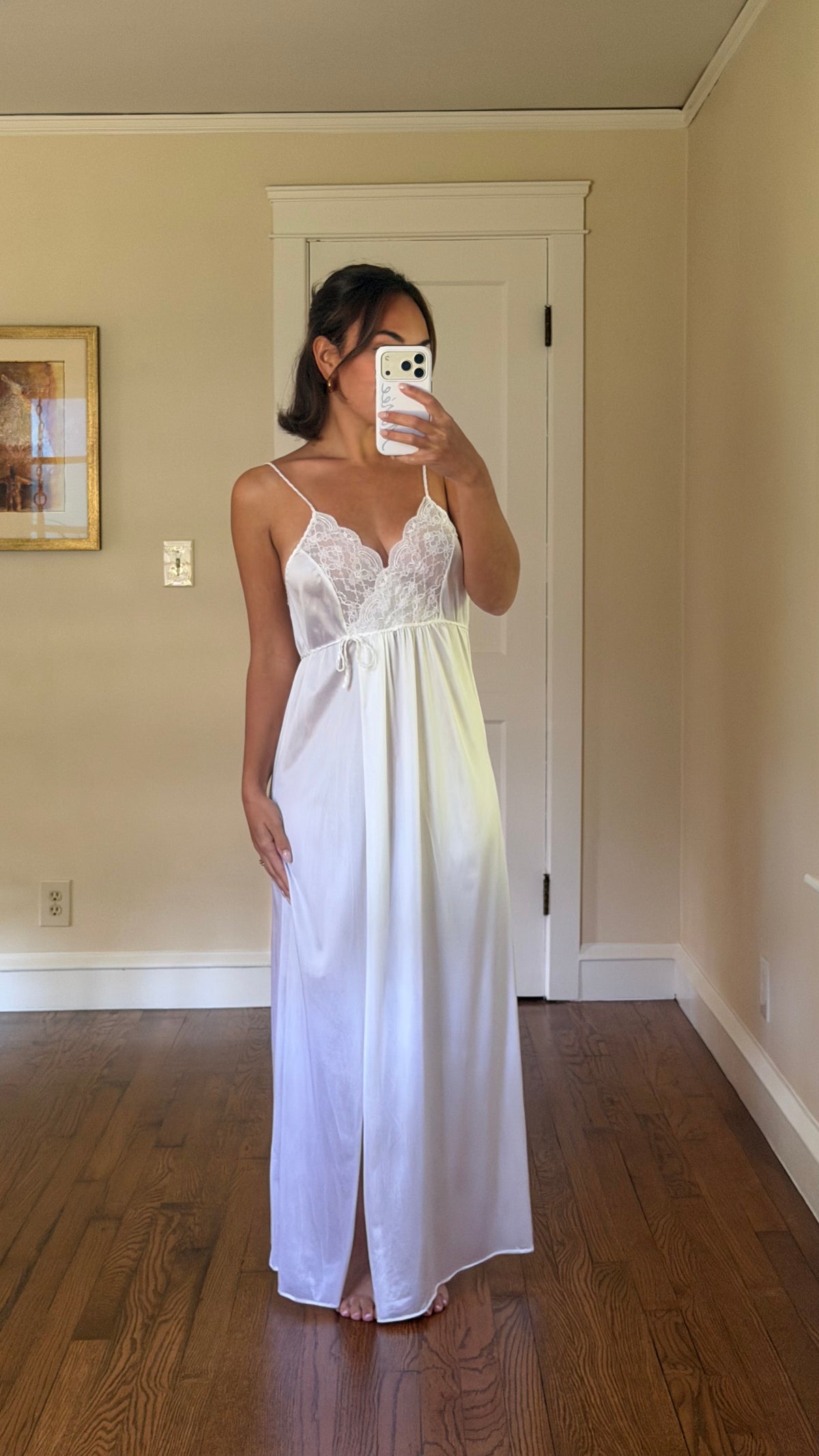 Tie-Back Slip & Chiffon Overlay Peignoir Set