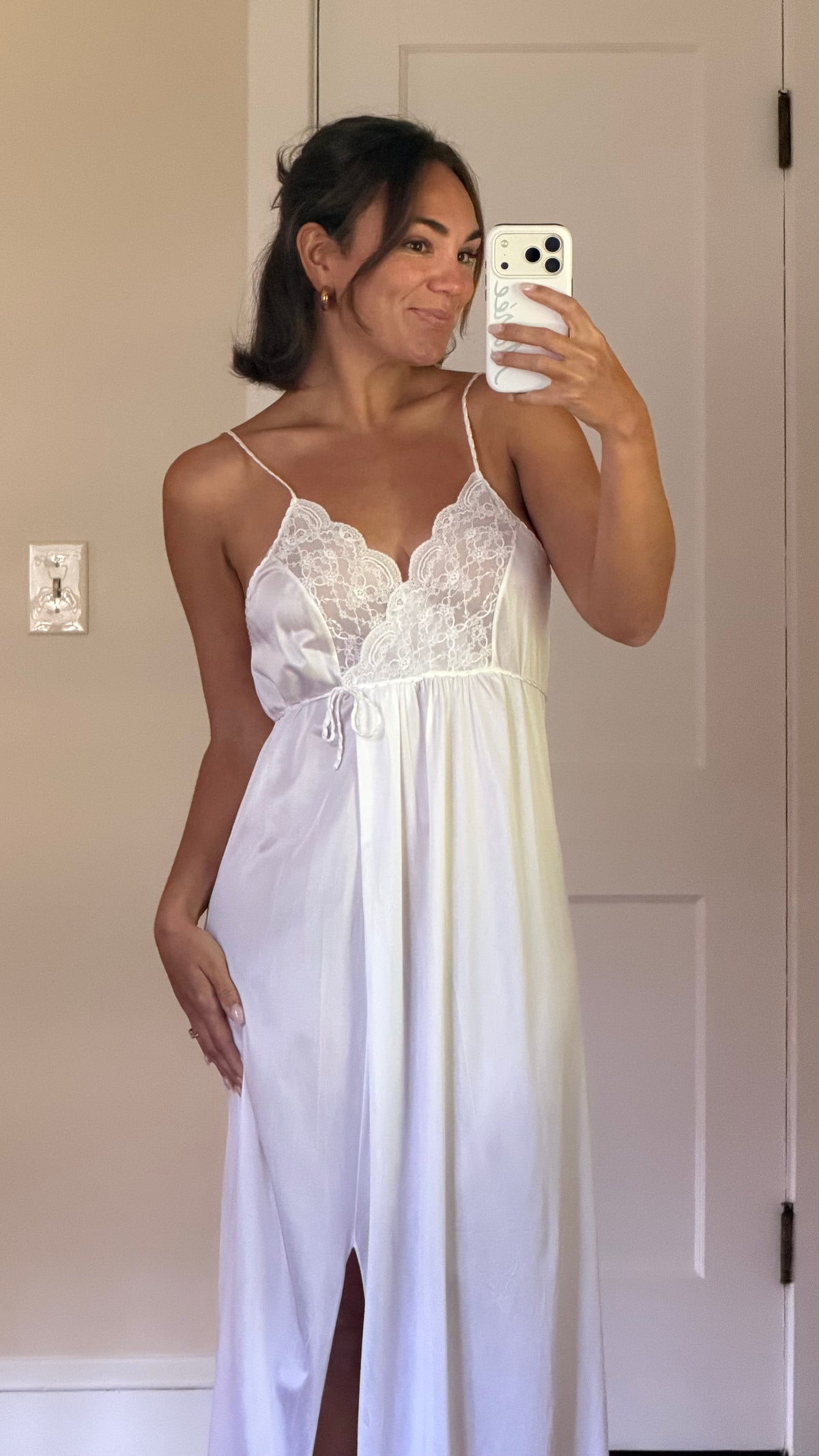 Tie-Back Slip & Chiffon Overlay Peignoir Set