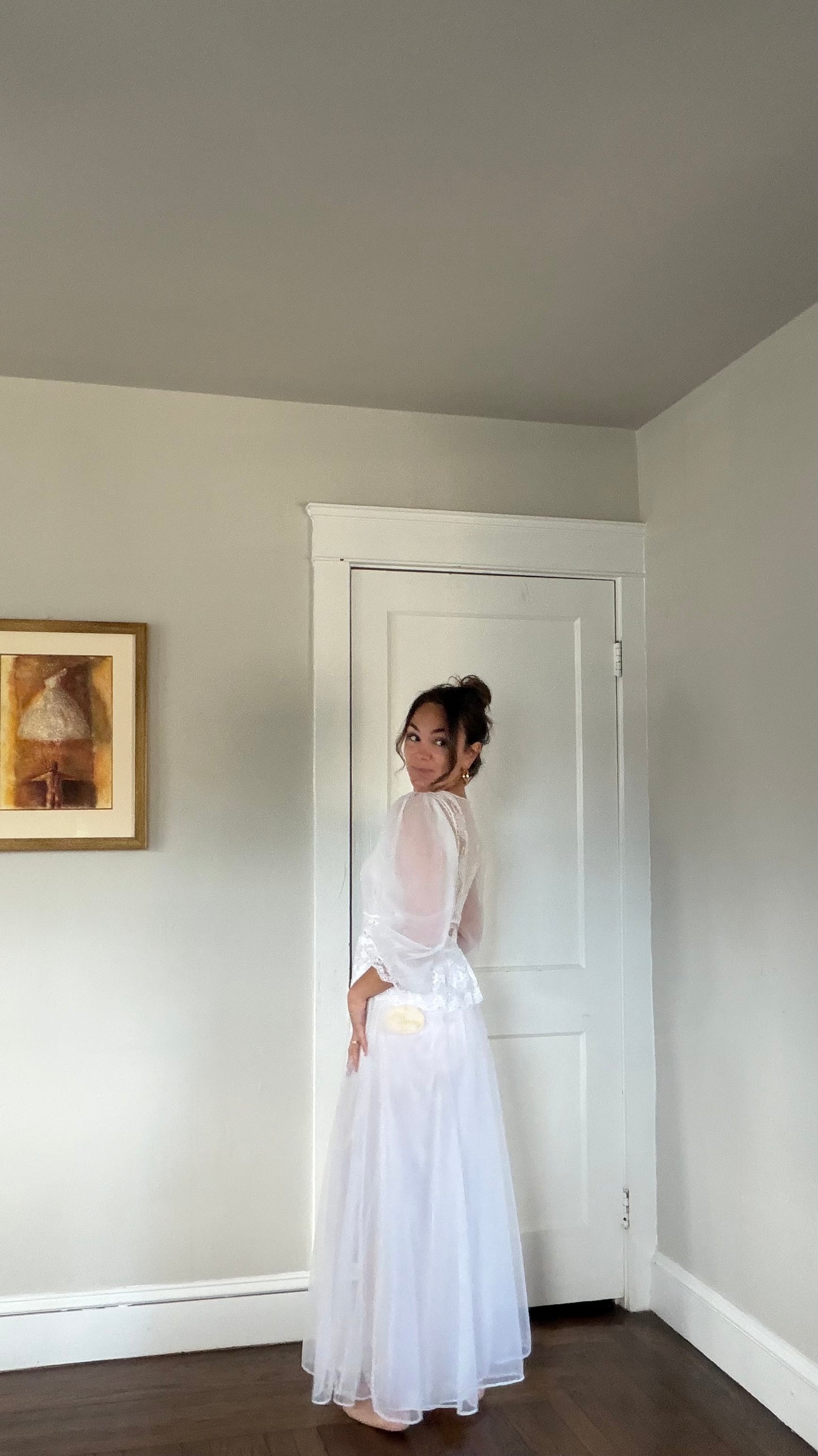 Peplum and Lace Detail Peignoir Set