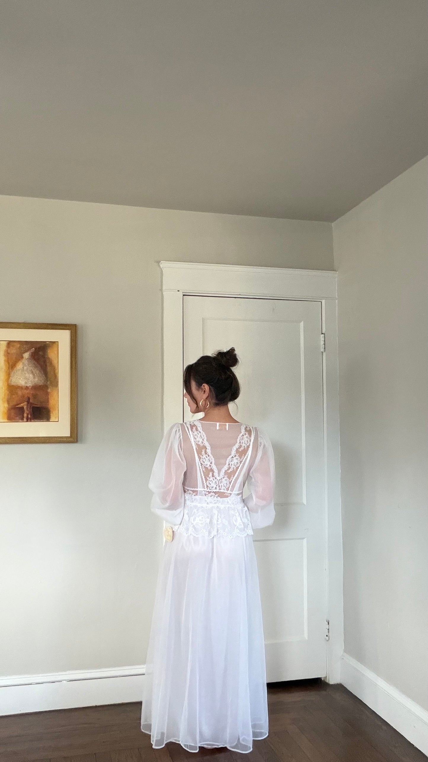 Peplum and Lace Detail Peignoir Set