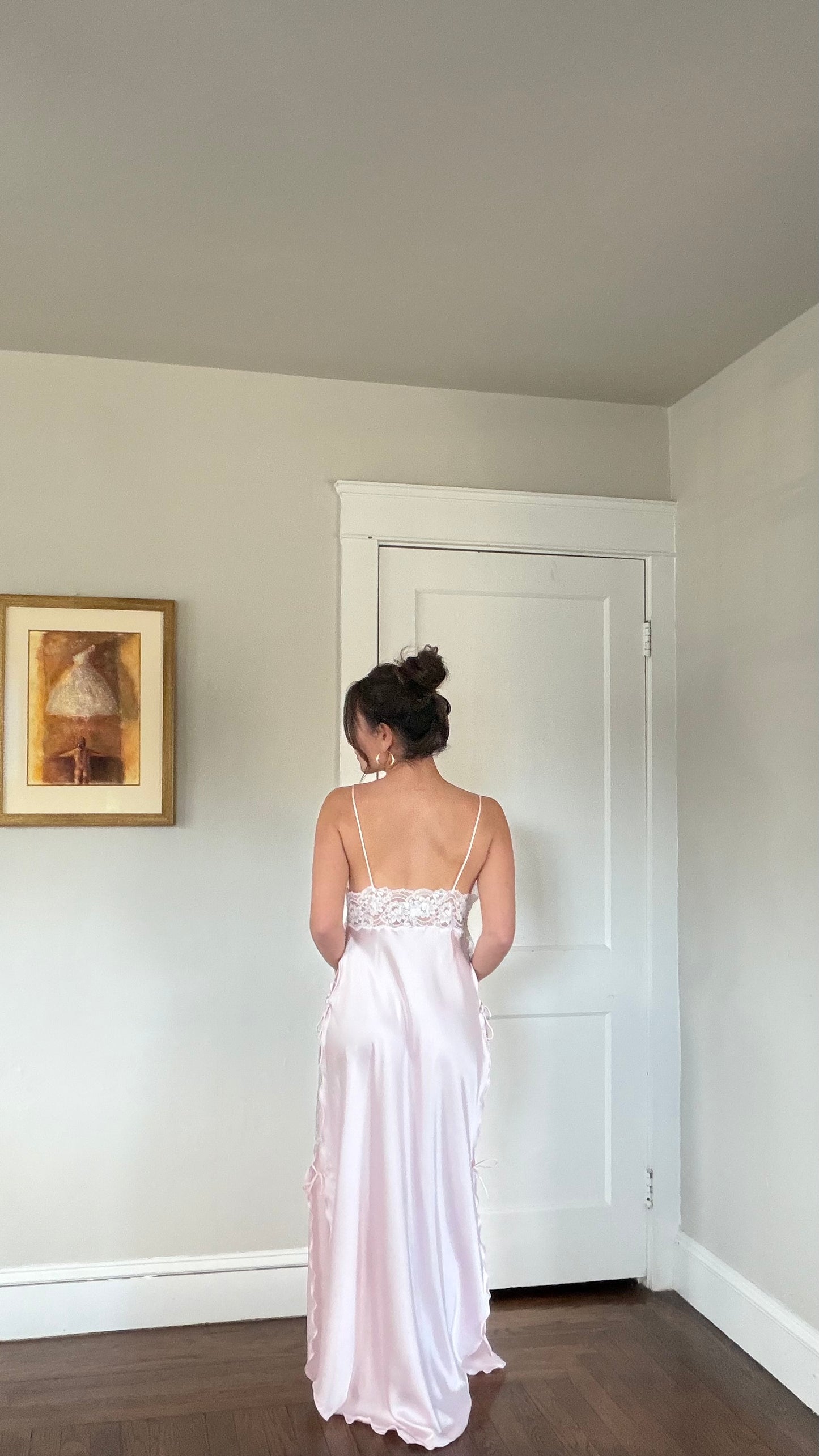 Pink & White Lace Detail Peignoir Set